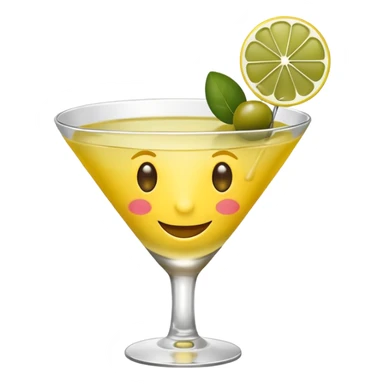 Yellow emoji face holding a martini sticker