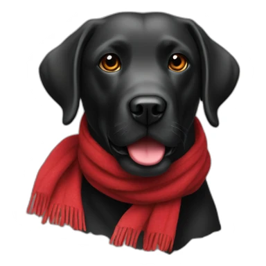 Labrador couleur noir avec une écharpe rouge sticker