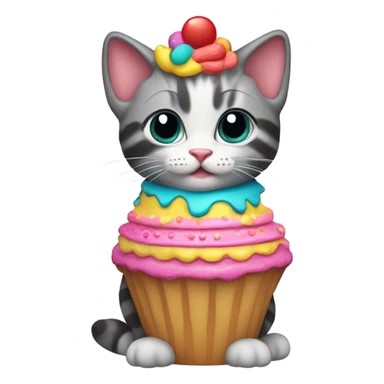 Kitten wearing a cake suit sticker