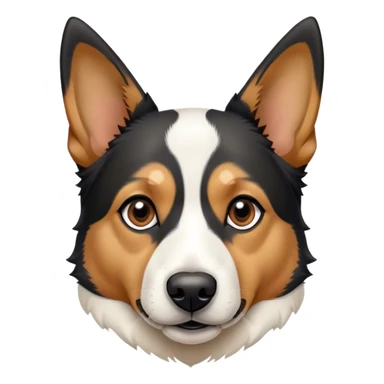 Black tan and white dog with pointy ears. Shepard and terrier face mostly black and white sticker