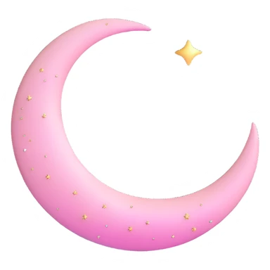 shimmering light pink crescent moon with sparkles sticker