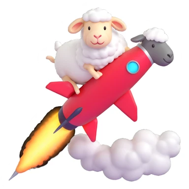 sheep flying on a rocket sticker