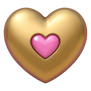gold heart with one mini pink heart inside of it  sticker