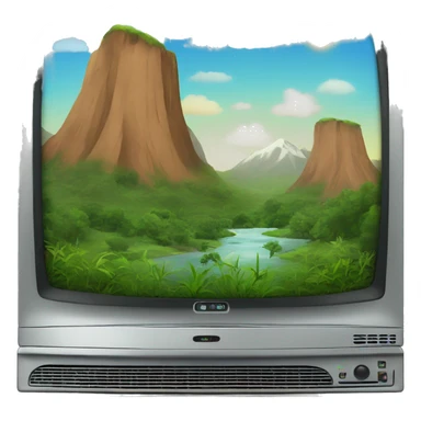 flat screen TV with nature documentary sticker