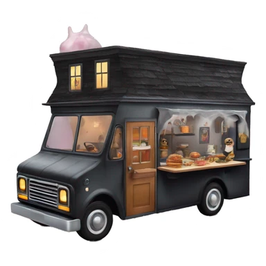 Fantasy Wednesday Addams haunted dream house in food truck  sticker