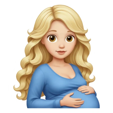 Blonde long wavy hair lady pregnant sticker
