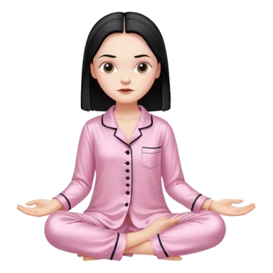 Wednesday Addams in a Light pink silk pyjamas set sticker