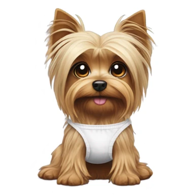 Skinny Yorky with a diaper sticker