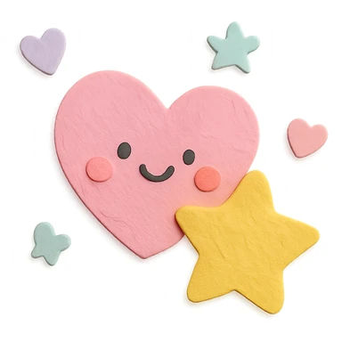 soft pastel kawaii mini heart and star scatter icons together sticker