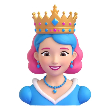 smiling queen with pink and blue hair and a queen crown sticker