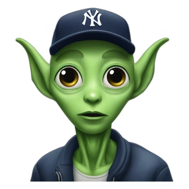 alien with yankees cap sticker