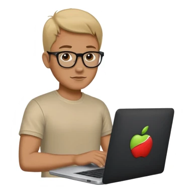 apple style guy working on laptop sticker
