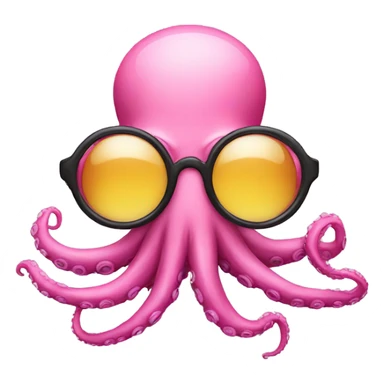 pink octopus glasses sticker