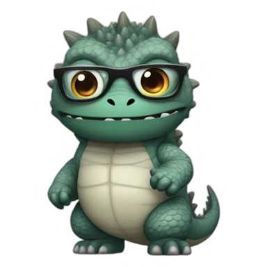 cute nerdy godzilla sticker