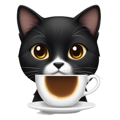 mostly black calico cat with coffee sticker