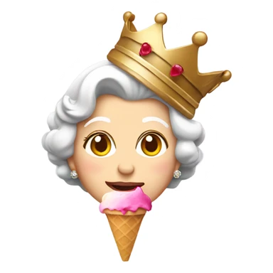 Queen elizabeth with an ice cream sticker