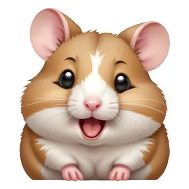 Cinematic Cute Yawning Brown and White Banded Hamster Portrait Emoji, Head tilted slightly with a dramatic, wide-open yawn, revealing a soft, banded fur of brown and white with tiny droopy ears, round dark eyes barely open in drowsy contentment, Simplified yet irresistibly adorable features, highly detailed, glowing with a soft, cozy glow, high shine, relaxed yet expressive, stylized with a touch of whimsy, bright and endearing, soft glowing outline, capturing the essence of a sleepy yet affectionate hamster, so drowsy it feels like it could stretch out of the screen and curl up for a nap! sticker