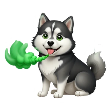 Black and white Husky dog farting green smoke sticker