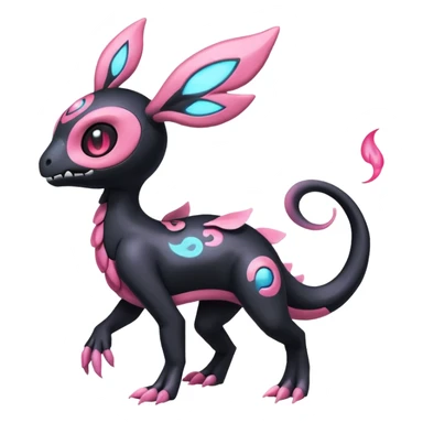 Shiny Duskull-Salandit-Sylveon-Fakémon-hybrid-creature (full body)  sticker