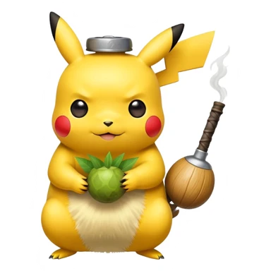 Pikachu with yerba mate gourd in hand and bombilla sticker