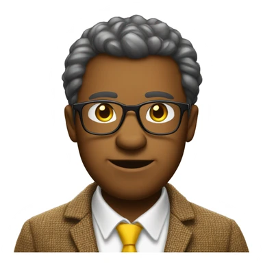 Brown bear university professor wearing tweed suit and clear yellow plastic thick-rimmed glasses sticker