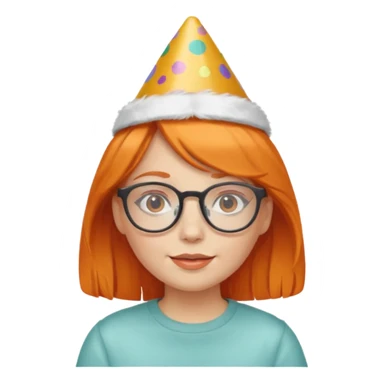 party hatted orange haired girl glasses sticker