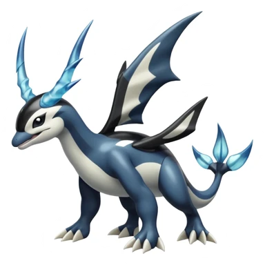 Black and white smooth glossy soft hot handsome tough badass cool Meloetta-Dialga-Orca-Giratina-Pokémon-Fakémon-fusion-hybrid-creature (full body), 4-legged,  sticker
