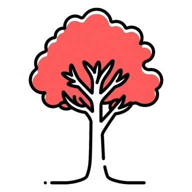 white tree with red foliage sticker