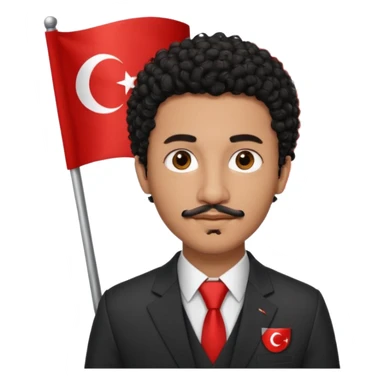 Am I black?Am I black?black curly hair brown eyes 20 years old thin mustache goatee suit with small turkish flag detail on top  sticker