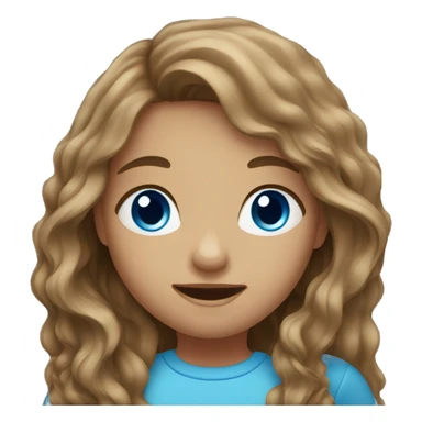 with wavy brown long hair girl, with blue eyes  sticker