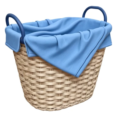 white LAUNDRY BASKET WITH FOLDED blue CLOTHES sticker