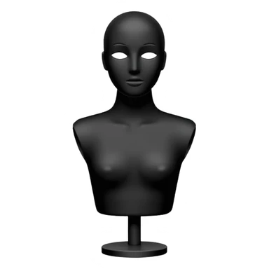Minimalistic flat vector icon, iOS style, thin black contour on white background. Matte black mannequin in front of in 3D monochrome style. sticker