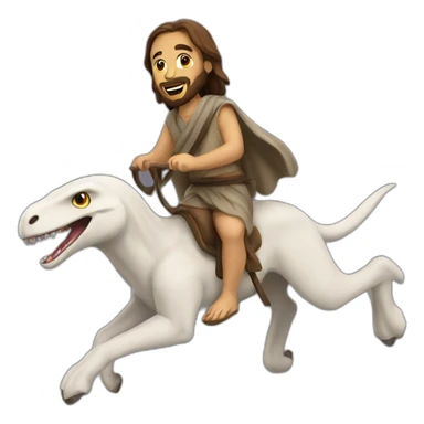 Jesus riding raptor sticker