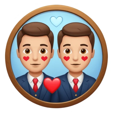 Narcissist fully dressed man with hearts instead of eyes looking in a mirror and admiring his reflection  sticker