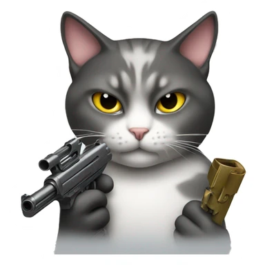 Cat holding a gun sticker