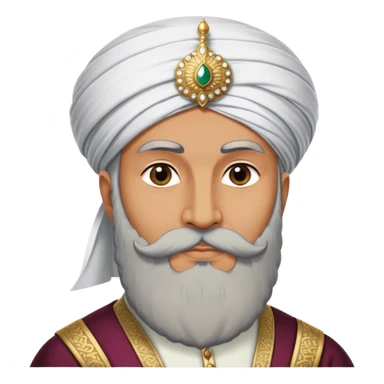​Cinematic Realistic Portrait of Suleiman the Magnificent, depicted as a regal Ottoman sultan adorned with a large, white, round, tall turban and a majestic grey beard, his commanding gaze bathed in warm, historic lighting that exudes timeless authority and grandeur, sticker