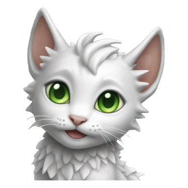 white dragon wings on grey kitten with green eyes sticker