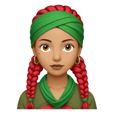 woman with red braids and a green bandana sticker