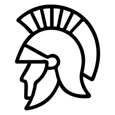 Roman Centurion's helmet, simple icon, bold lines, classic shape, minimalistic and clear sticker