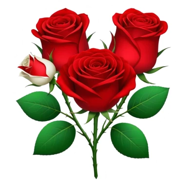 One red flower and one white flower in transparent bouquet with red band  sticker