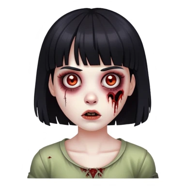 girl zombie with black hair and bangs sticker