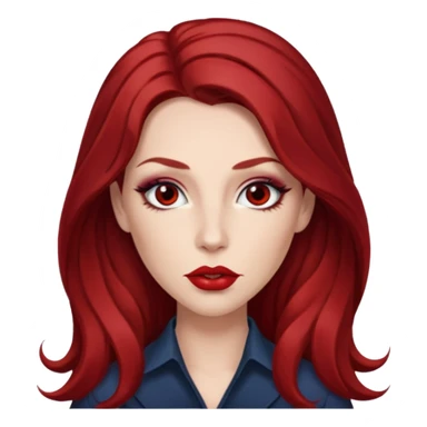 Chappell Roan with long dark red hair, makeup sticker