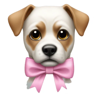 white bulterier with black nose with pink bow sticker