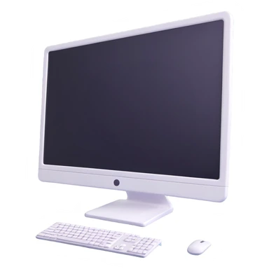 Minimalist 3D-emoticon-style icon of a desktop monitor with soft shading and subtle highlights sticker