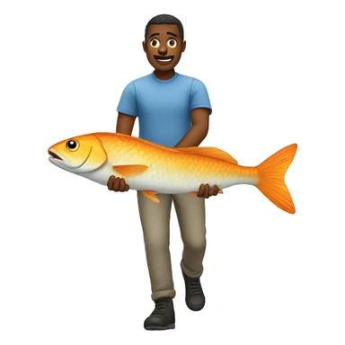 Guy walking a fish  sticker