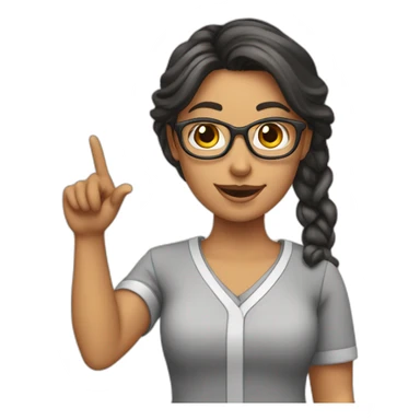 teacher pointing at a girls makeup sticker