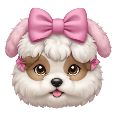 Schichon puppy face with a pink bow on head sticker