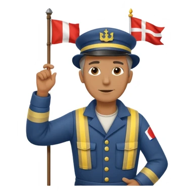 Keeper raising signal flag at lighthouse sticker