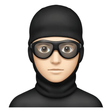 Face with black balaclava and black tinted sports glasses sticker
