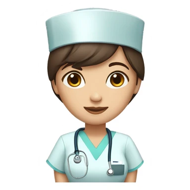 cute brunette nurse with scrubs  sticker